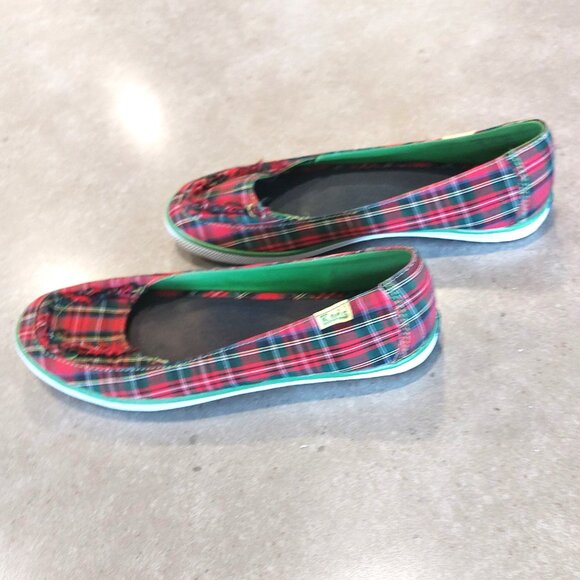 KEDS Women's Quad Red Stewart Plaid Slip On Sneakers - Red/Green/White - Size 8M - Picture 9 of 13
